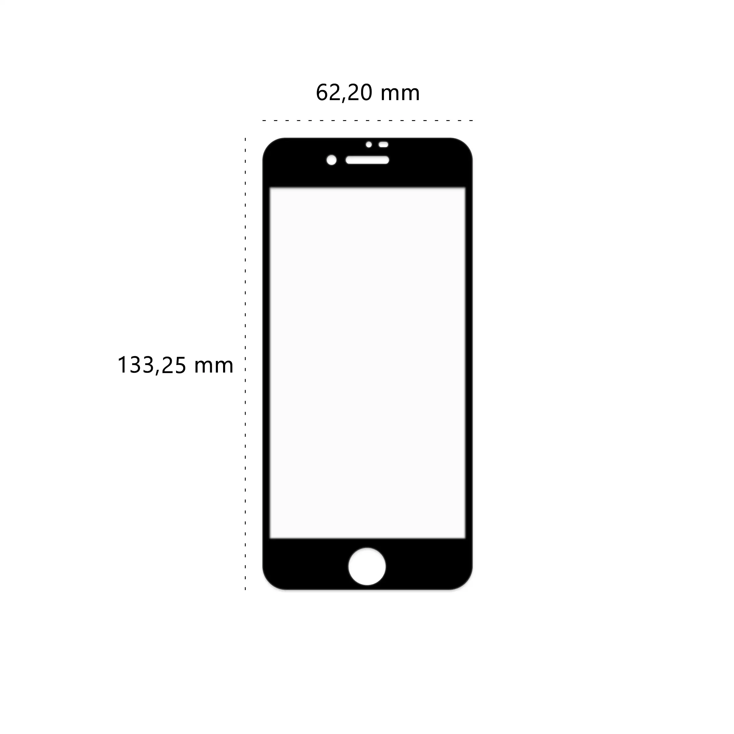 Wymiary szkła hartowanego 3D Polski Banan BananGuard w kolorze czarnym do telefonu Apple iPhone 7 / 8 / SE 2020 / SE 2022